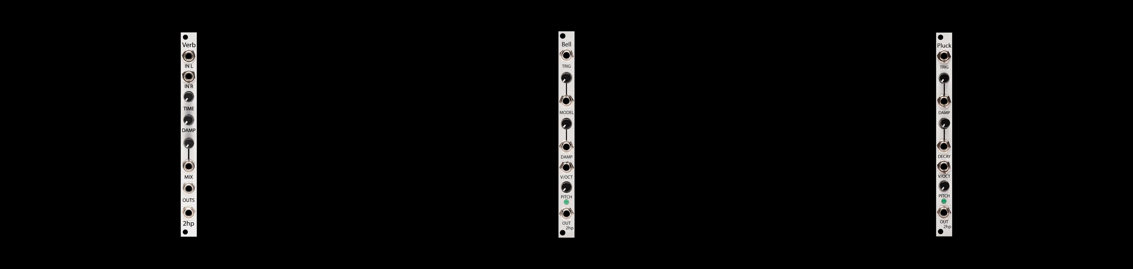 2HP Verb Bell Pluck Eurorack Modules